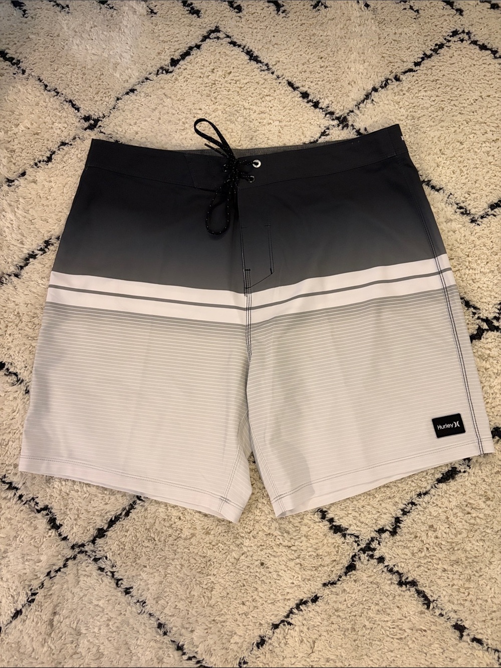 Hurley Men’s Black to Light Gray Ombre Board Shorts
